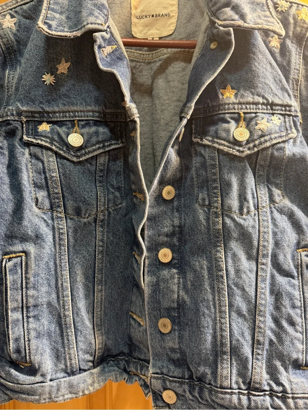 Lucky Brand Denim Jacket with Star Embellishments - Blue